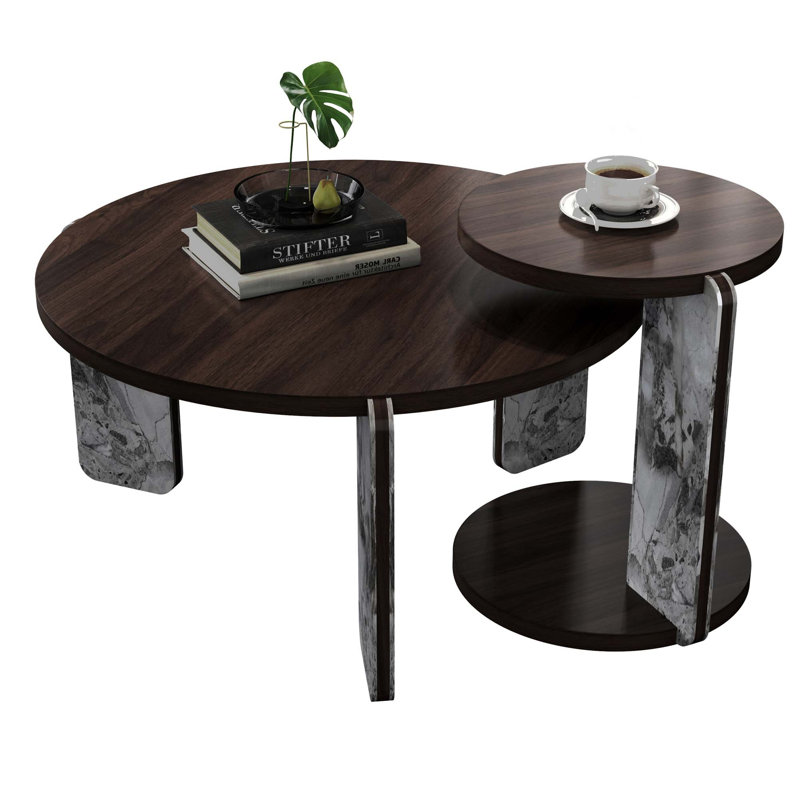 Modern Coffee Table Set with Sintered Stone Base