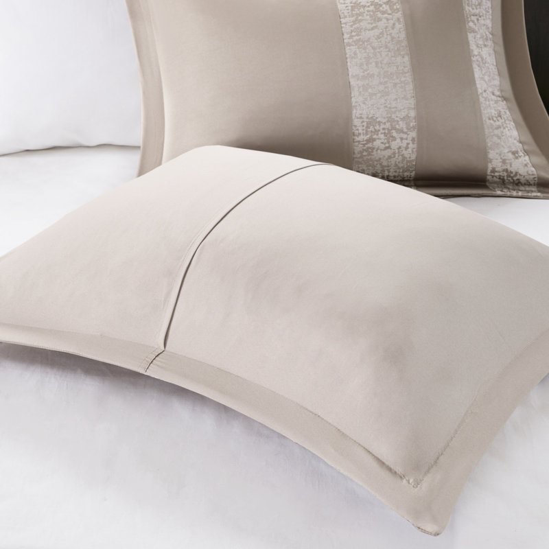 7 Piece King Bedding - Taupe Chenille Luxury Bed