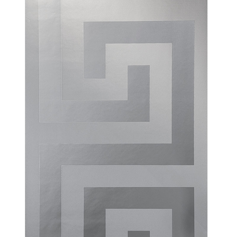 Versace Greek Key Silver Gray Vinyl Wallpaper, Silver/Gray, 33' L x 27" W