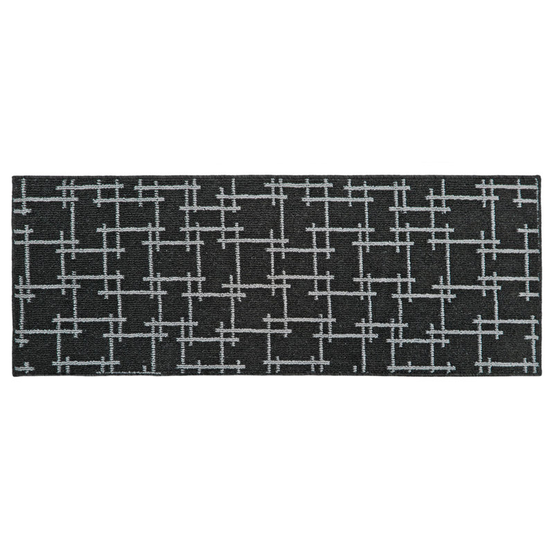 Non-Slip Indoor Doormat, Black, Rectangle W57 x L150 cm