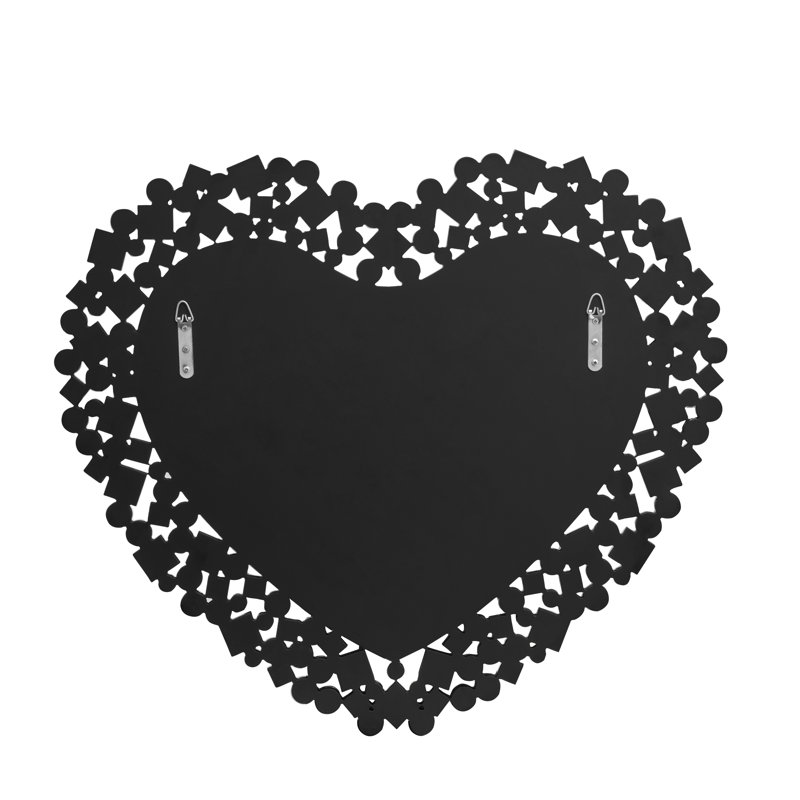 Crystal Flat Wall Mirror Heart Shape Decor Mirror 78x68CM