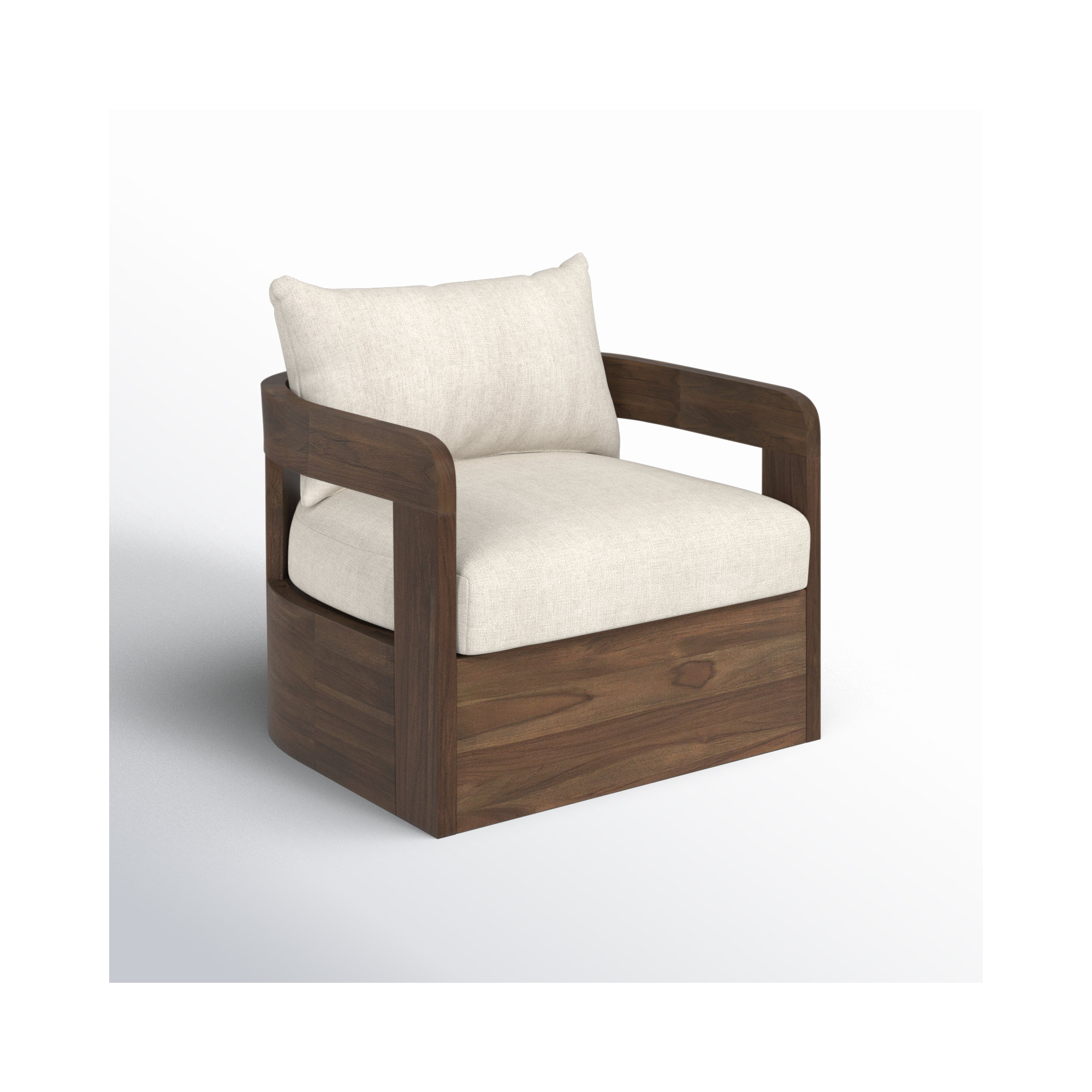 Ewan Outdoor Swivel Chair, Ellor Beige, Stained Toasted Brown