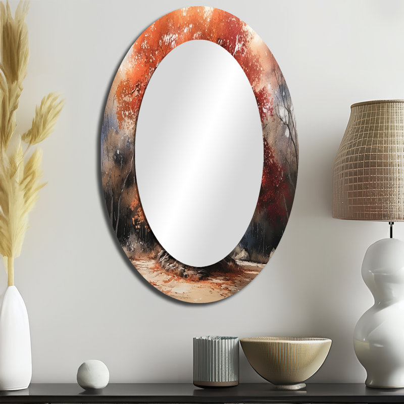 Pickron Fall Foliage Tree In The Woods II - miroir mural à motif floral, 43 po x 33 po, Ovale