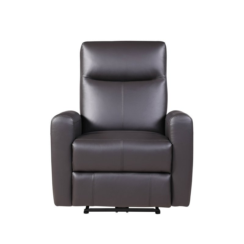 Fauteuil inclinable électrique brun en cuir fleur