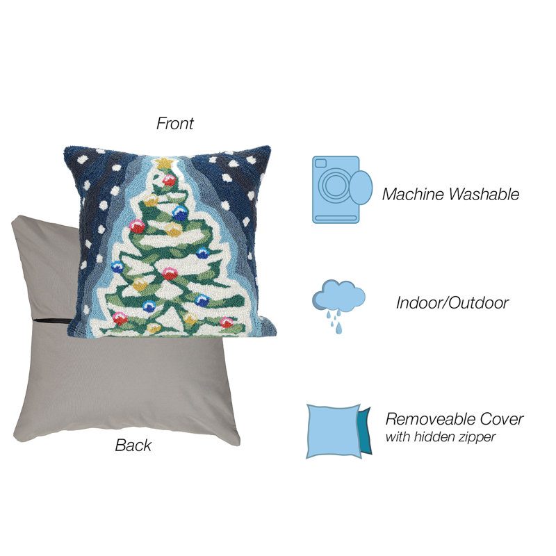 Festive Square Christmas Tree Indoor/Outdoor Pillow
