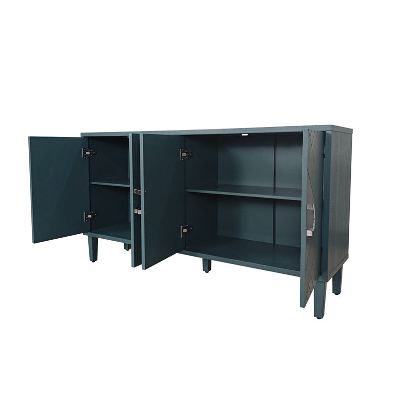 Stylish And Functional 4-Door Storage Cabinet For Living Room, Gray