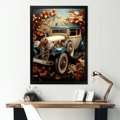 «1930 Car Vintage Car Nostalgia Collage», reproduction sur toile