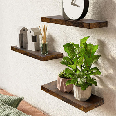 Tablettes flottantes, tablettes flottantes pour le mur, tablettes murales avec support invisible, tablettes de salle de bain, décor de chambre à coucher, tablette flottante, tablettes de rangement mural, tablette de présentation, ensemble de 2