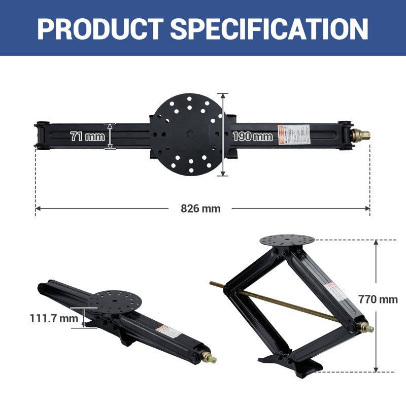Cric à ciseaux stabilisateur robuste pour véhicule récréatif - paquet simple, 30 pouces, capacité de 5000 lb, base large et stable, facile à soulever pour le nivellement et le soutien, convient aux véhicules récréatifs, aux remorques et aux caravanes de voyage