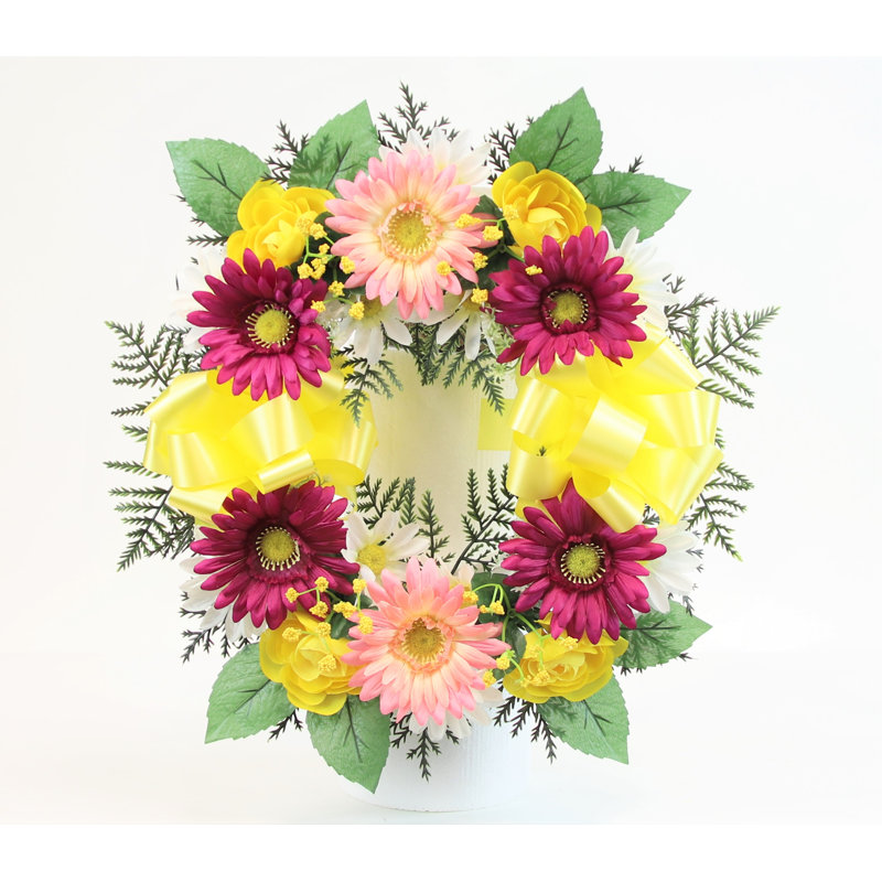 Couronne de marguerite 18 po avec chevalet 18 po, Jaune