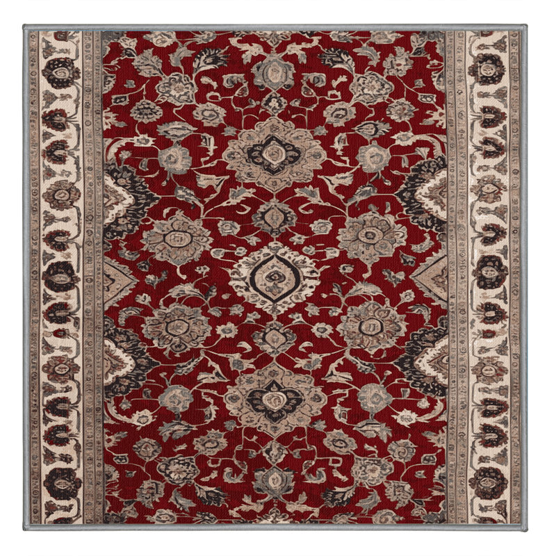 Machine Washable Persian Gray Area Rug, Square 6'