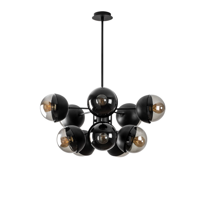 Lustre spoutnik 10 lumières Donleavy, Noir, Noir / transparent