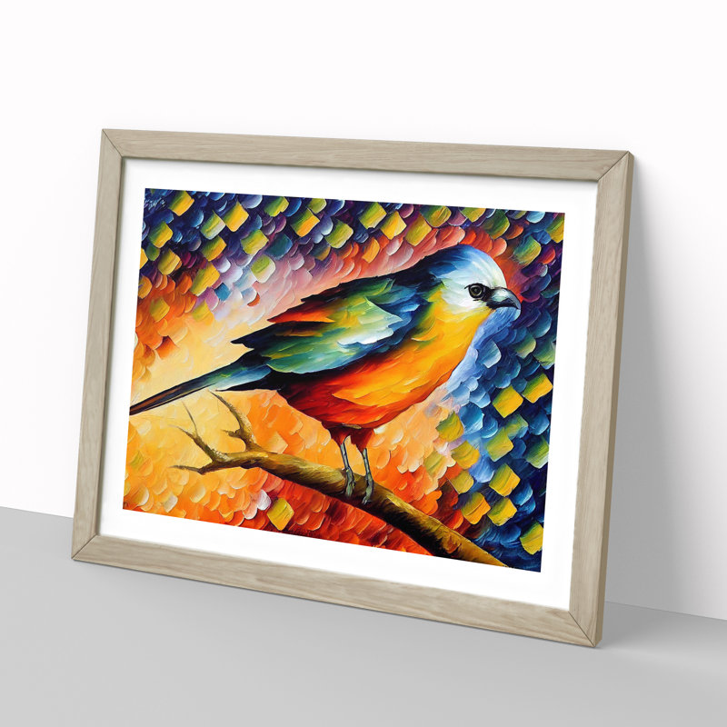 Bird Painting Vol.5 Abstract - Framed Print, 25cm H x 34cm W x 2cm D, Oak
