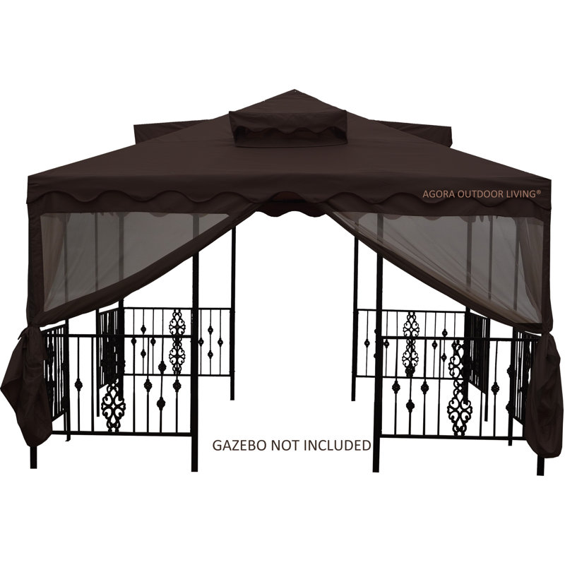Veranda Pacific Currents Fabric Screen, 80" H x 144" W x 144" D, Brown
