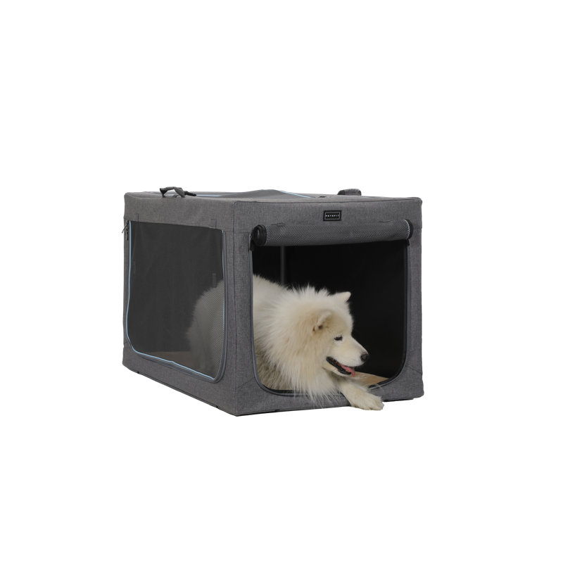 Cozzi Soft-Sided Dog Crate, Large (23"H x 24"W x 35.5"D), Gray