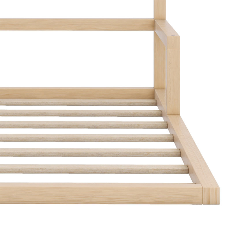 Lit en bois avec tête de lit en bois, Naturel