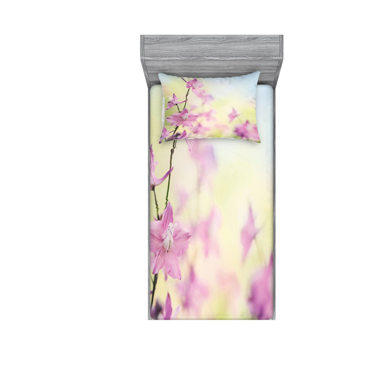Microfiber Floral Sheet Set, Twin XL Sheet Set with Fitted Sheet
