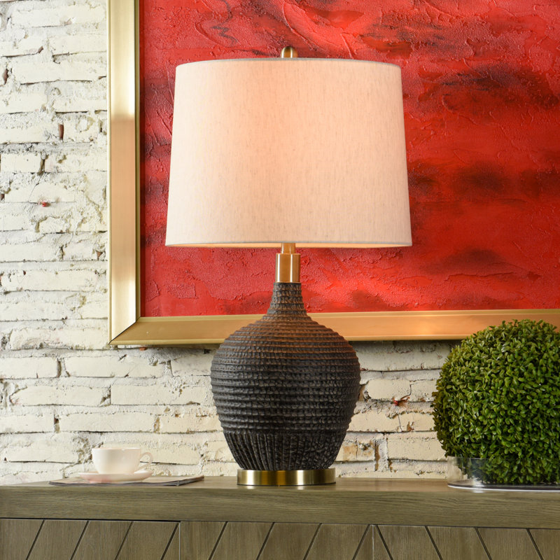 Lampe de table transitionnelle - graine d'oiseau - abat-jour avoine clair