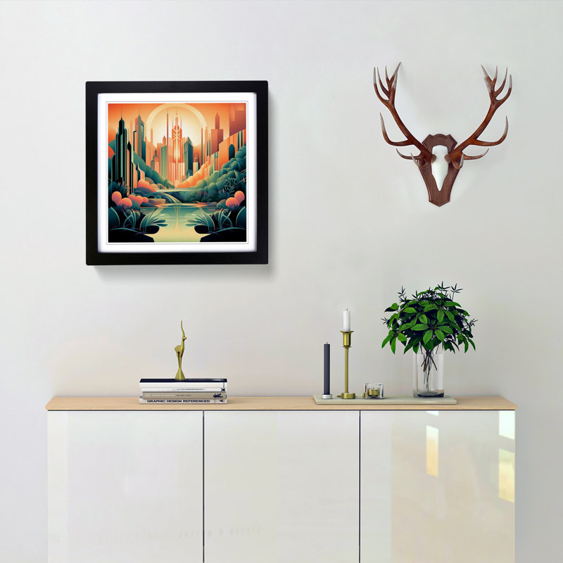 Landscape Deco No.5 - Framed Print, Black