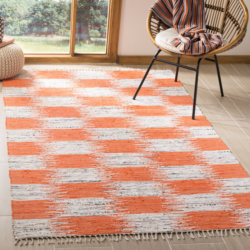 Opie Hand Woven Cotton Ikat Rug, Rectangle 4' x 6'