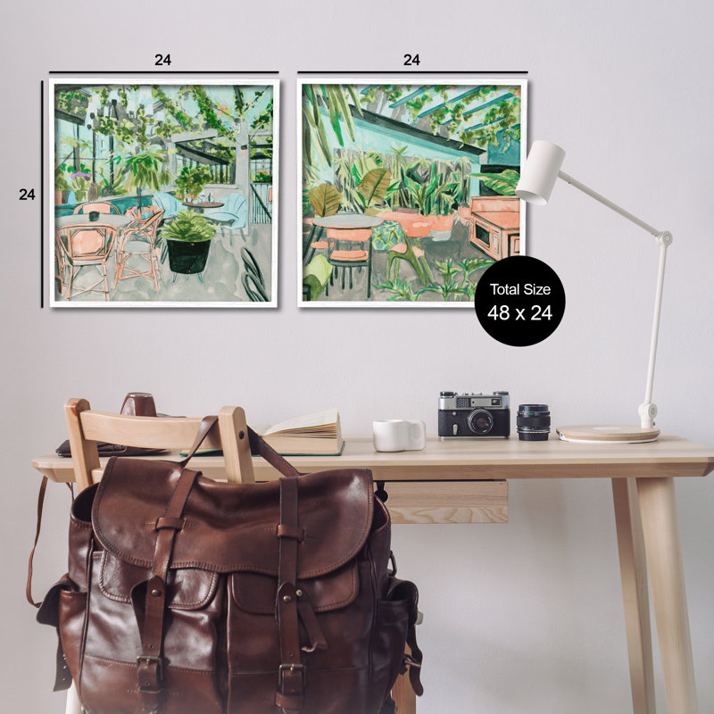  «Plant Fills Café Views», ensemble de 2 giclées par Melissa Wang, H 24 po x l 24 po