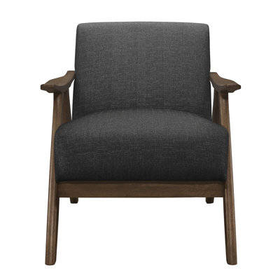 Modern Home Furniture Fabric Upholstered 1Pc Accent Chair Cushion Back And Seat  Solid Rubber Wood Furniture