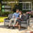 5 - Person Outdoor Conversation Set, Wicker Patio Sofa & Swivel Chair Set with Cushions-465986446