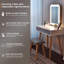 Ensemble de coiffeuse avec miroir à luminosité réglable et tabouret rembourré, coiffeuse et coiffeuse avec organisateur de maquillage gratuit