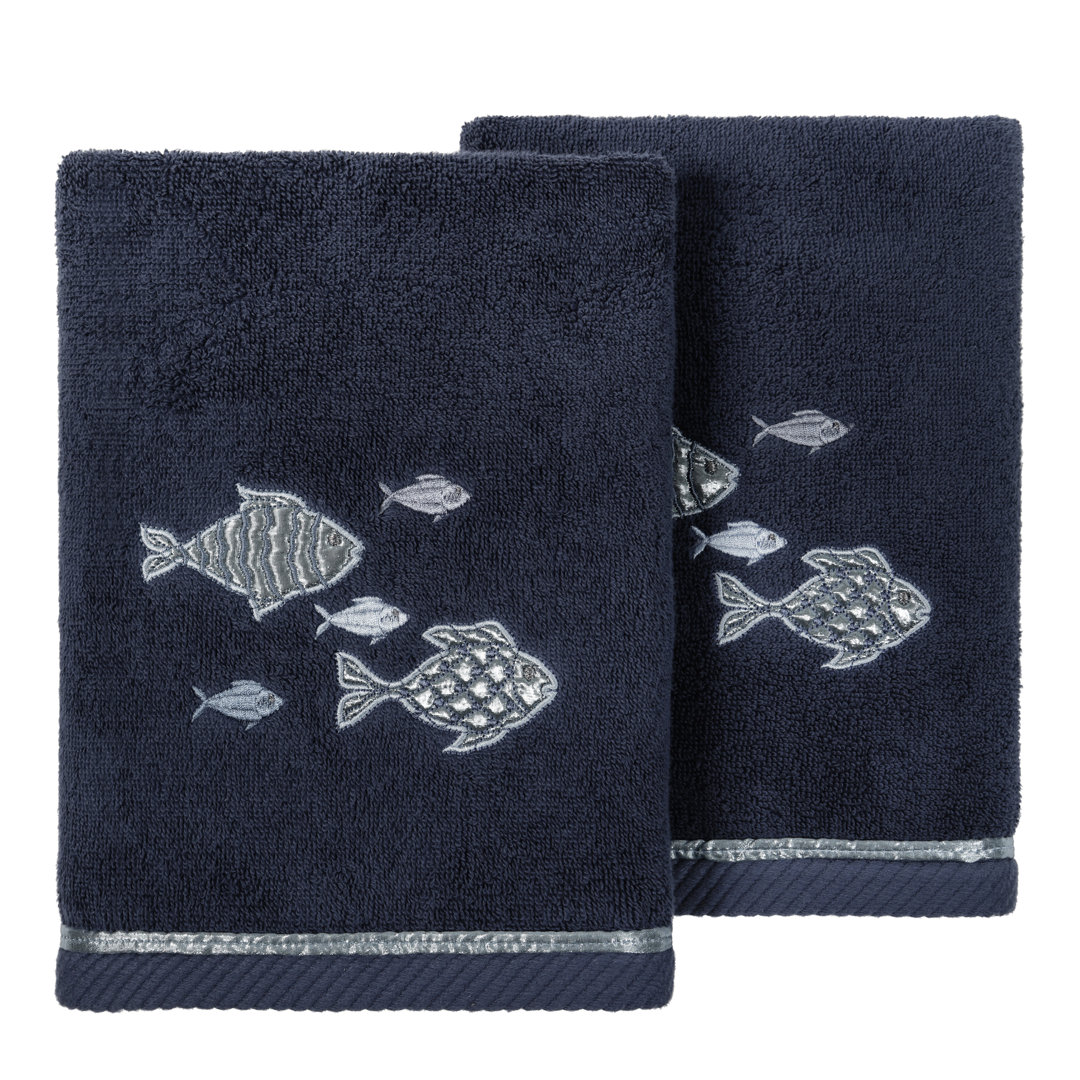 FIGI 2PC Embellished Hand Towel Set Turkish Cotton Hand Towel (Set of 2) Linum Home Textiles