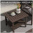 19" Square Brown Metal Outdoor Side Table, 2-Tier All-Weather Patio End Table-914196522