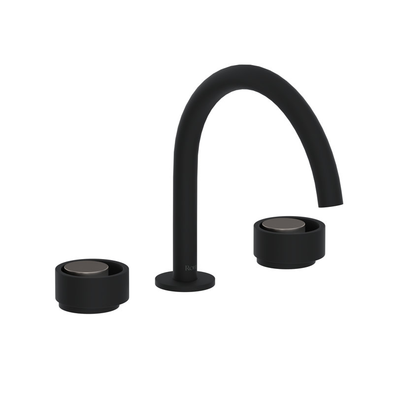 Eclissi Widespread Lavatory Faucet With C-Spout, Matte Black/Satin Nickel