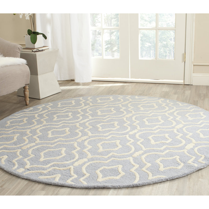 Cannen Hand Tufted Wool Geometric Rug, Round 6'