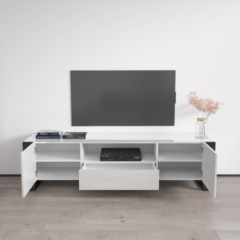 Meuble télé 71 po Woody, Blanc / Noir
