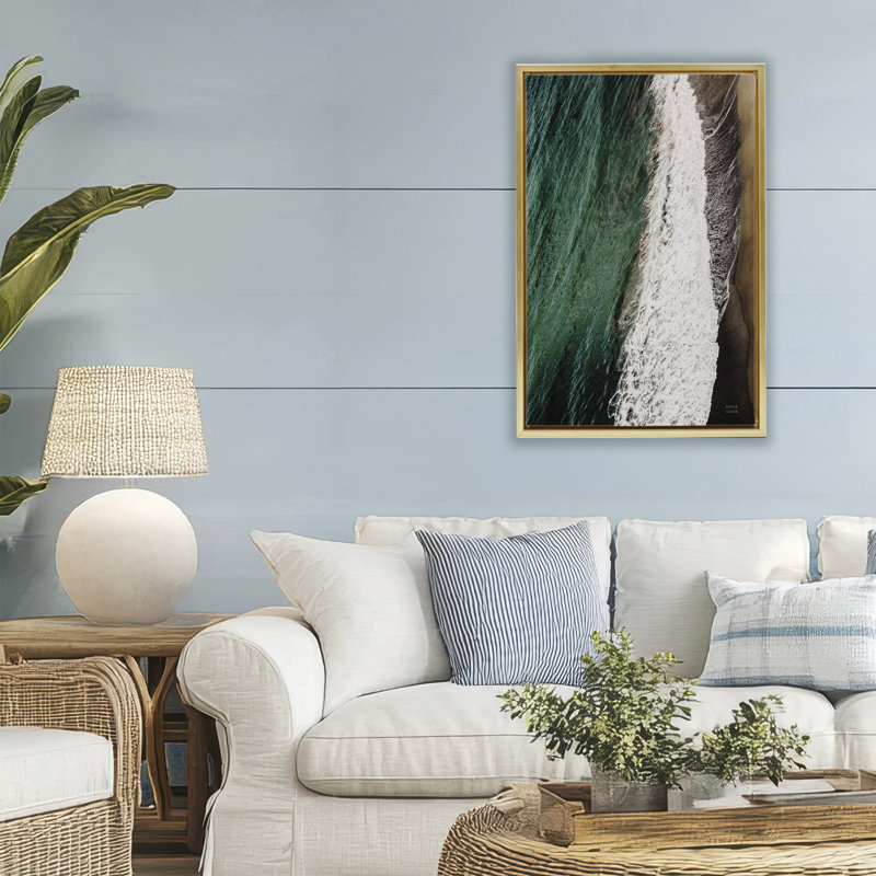 Cadre flottant Move Gemment Coastline, design par Nathan Larson, H 31 po x l 21 po, Cadre flottant métallique doré