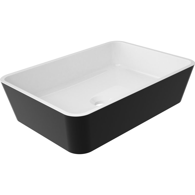 Belfry Bathroom Elvin 350mm Polyglomerate Rectangular Countertop Basin Bathroom Sink, Black