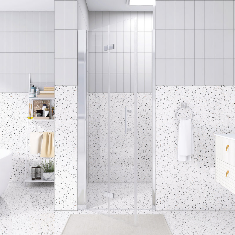 32 "X 72" Bifold Shower Door | 1/4 Inch Tempered Glass With Explosion-Proof Film | Chrome | Aluminum Frame