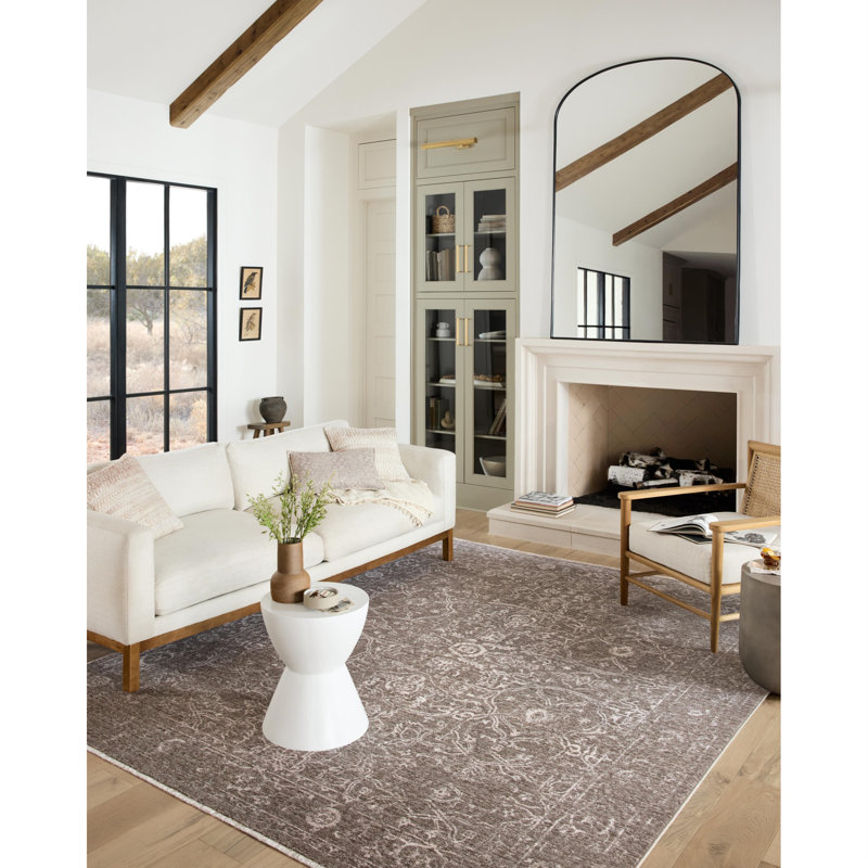 Tapis oriental taupe / colombe Vance, Carré 1 pi 6 po