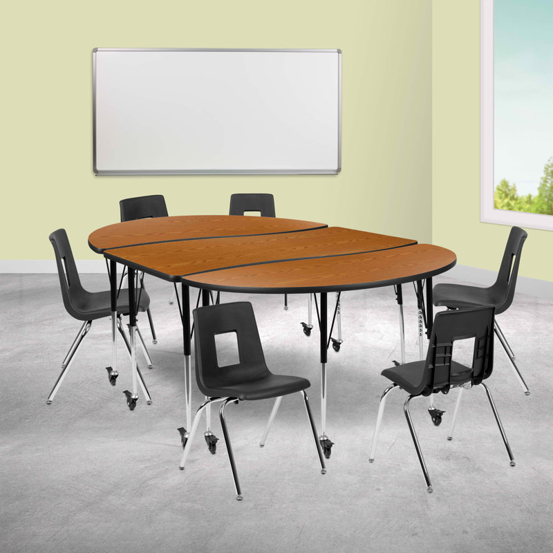 Ensemble de tables d'activités flexibles Goddard, L 60 po x P 86 po x H 22 à 30 po, Chêne