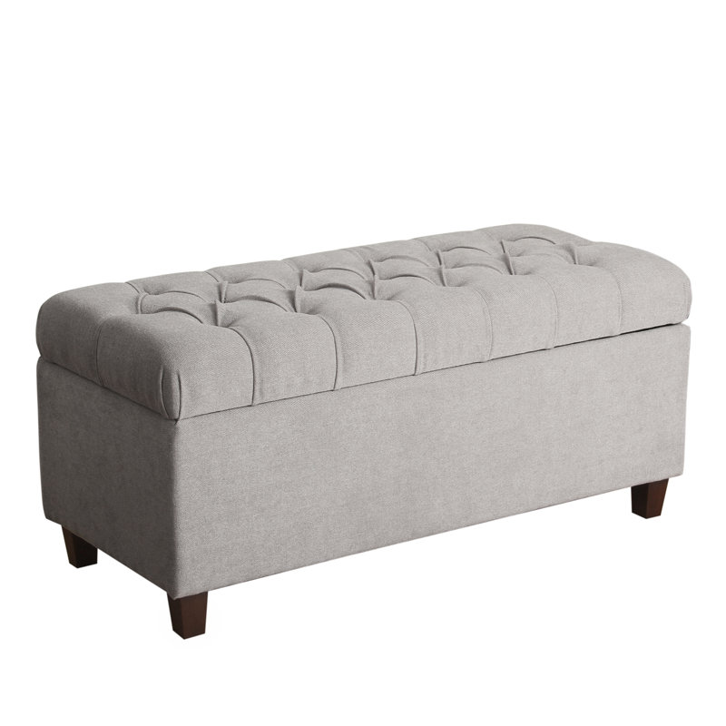 Allessandra Upholstered Storage Bench, Textured Light Gray