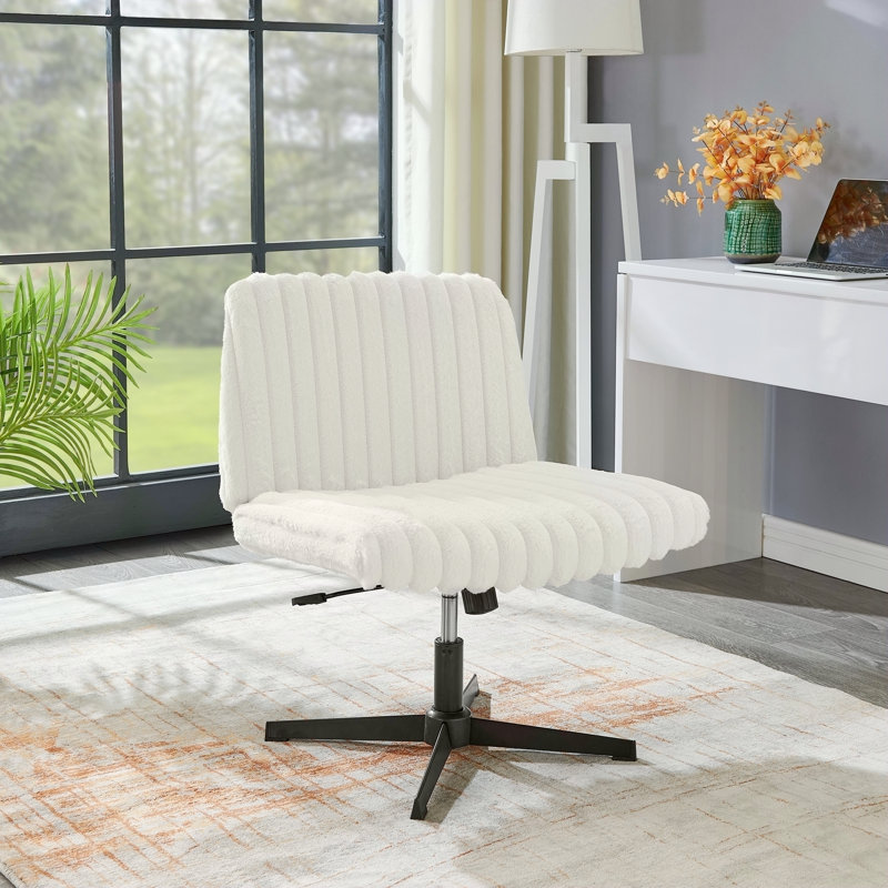Fauteuil de coiffeuse réglable et pivotant, Crème / Blanc