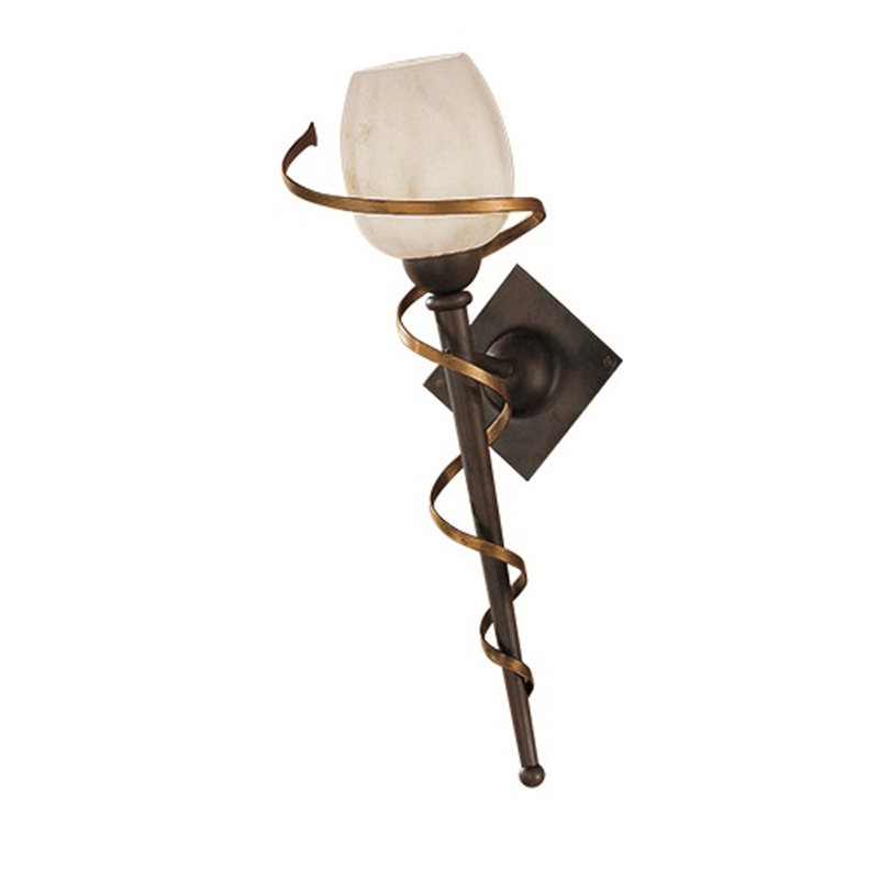 Kissinger 1-Light Dimmable Antique Rust/ Spiral Gold Wall Lamp, 55 cm H x 18cm W x 20cm D