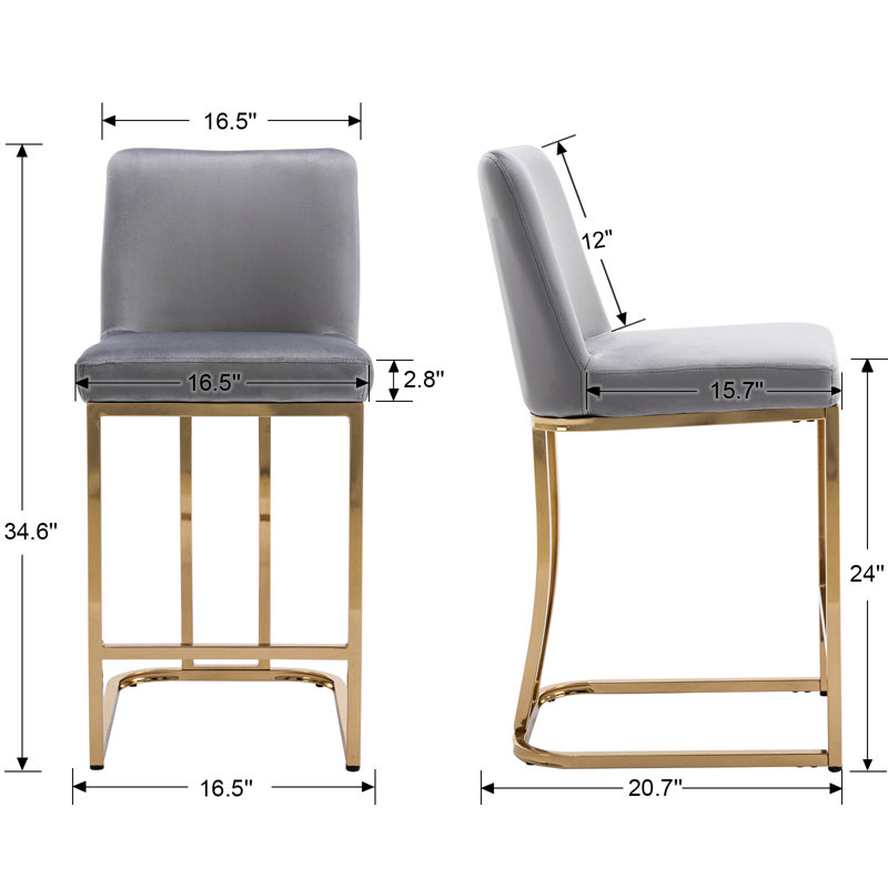 Tabouret de comptoir rembourré 24 po, Gris
