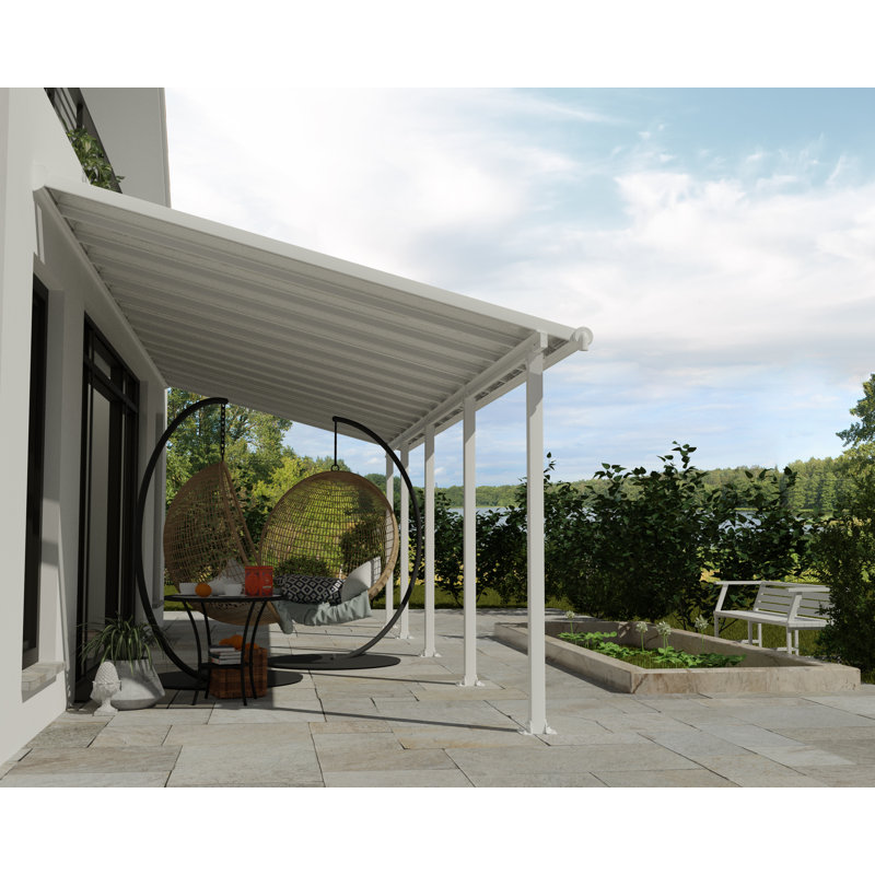 Auvent de patio en polycarbonate, 10 pi x 28 pi, Blanc