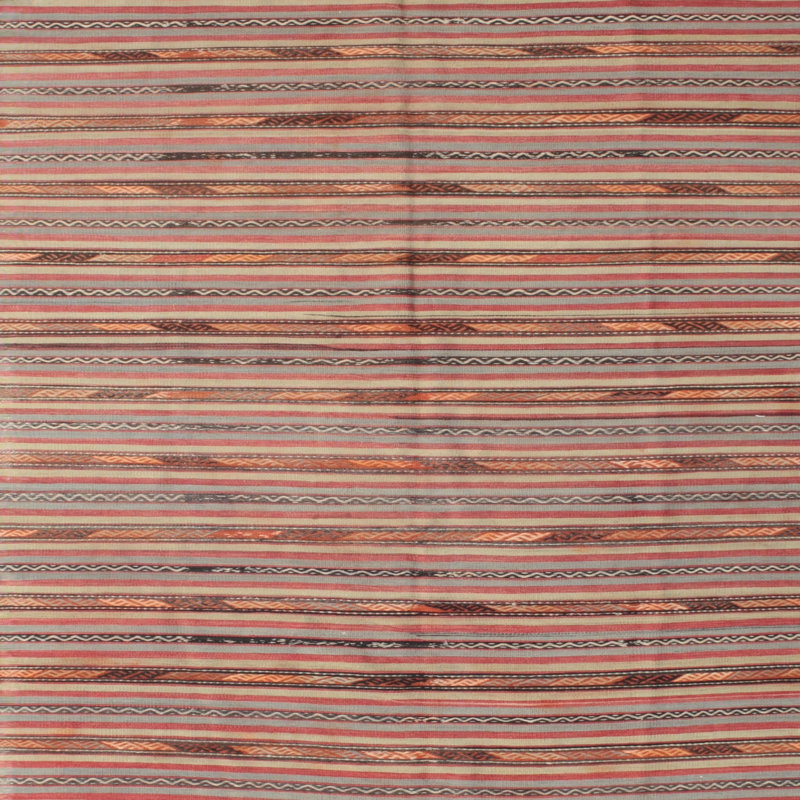 Tapis de zone rouge/brun contemporain, Carré 7 pi