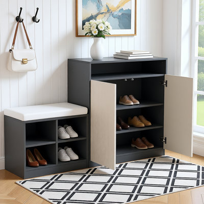 Shoe Cabinet With Bench And Cushion