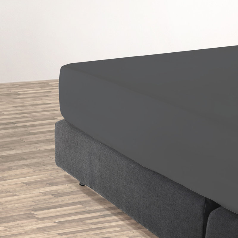 CXL by Christian Lacroix Fitted Sheet Cotton Satin Uni Dark Grey - 160 X 200 X 25 Cm, Dark Grey, Super King (6')