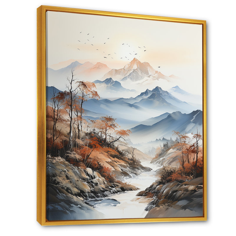Morning Fog Mountain Wonder I, Cadre flottant doré, H 40 po x l 30 po x P 1,5 po