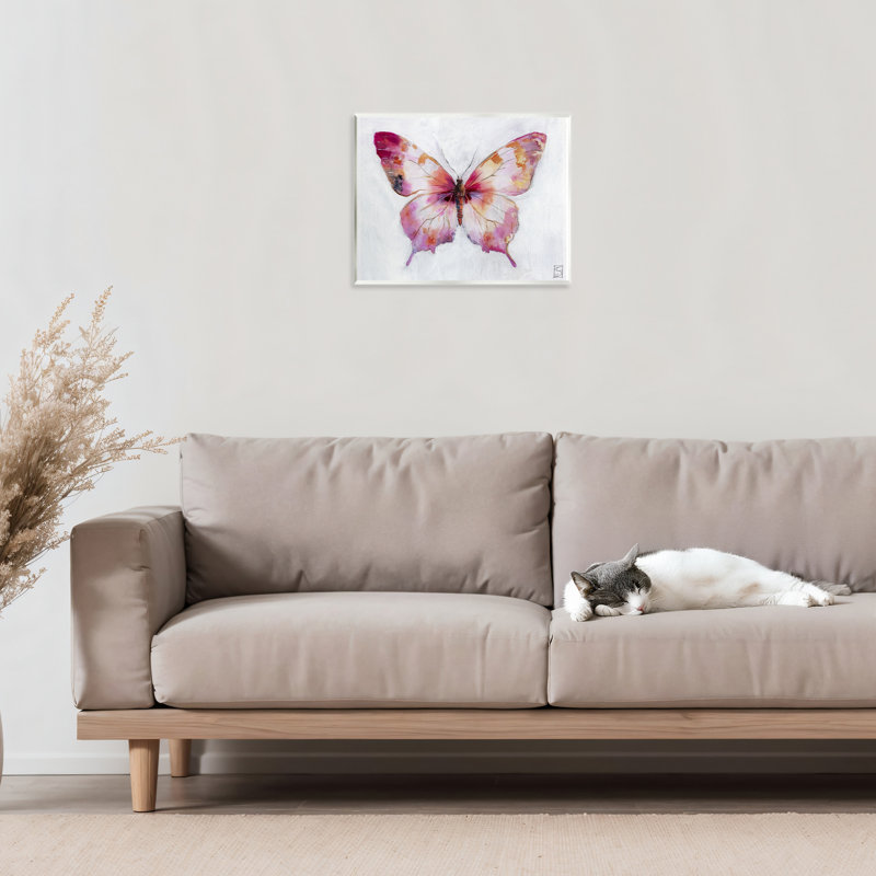 Plaque murale gracieuse papillon rose, design par Sara Culpepper