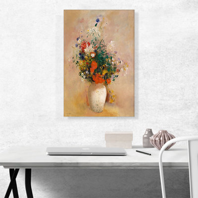 «Still Life Flowers 1906» par Odilon Redon, reproduction d'art sur toile tendue