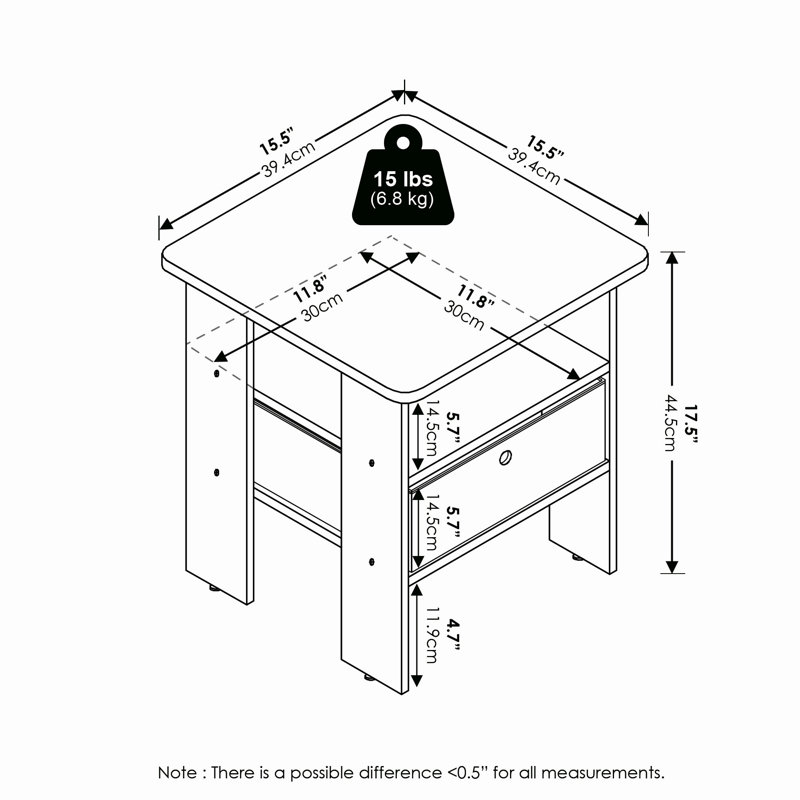 Table de chevet avec tiroir à bacs Tidur, Pink/Light Pink, Ensemble de 1